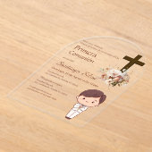 Boho Spanish First Holy Communion アクリル招待状 (レイダウン)