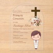 Boho Spanish First Holy Communion アクリル招待状 (正面)