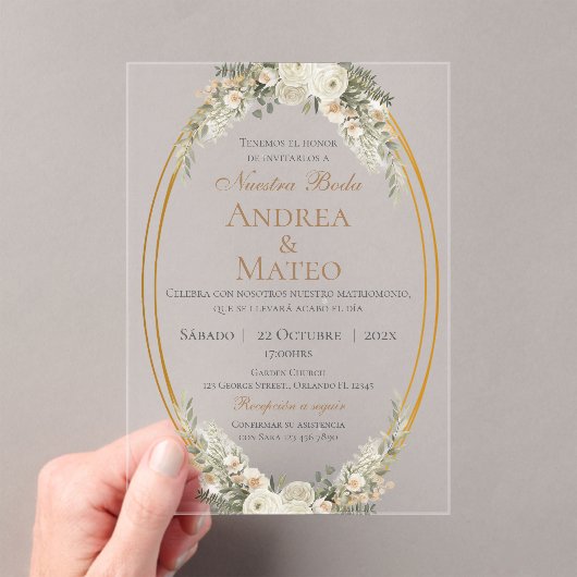 Boho Spanish Wedding Acrylic Invitation アクリル招待状 (インサイチュ (ポータブル))