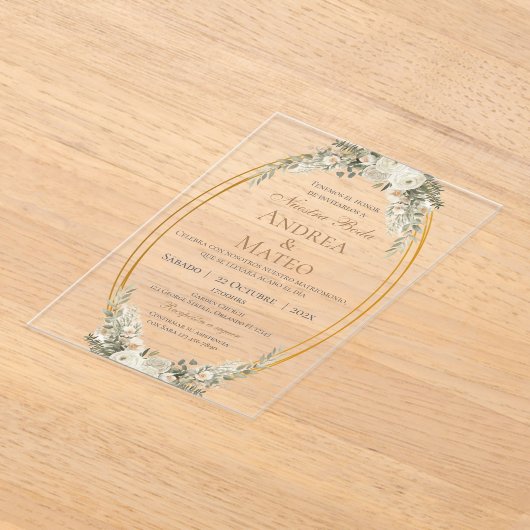 Boho Spanish Wedding Acrylic Invitation アクリル招待状 (レイダウン)
