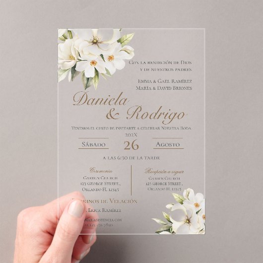 Boho Spanish Wedding Acrylic Invitation アクリル招待状 (インサイチュ (ポータブル))