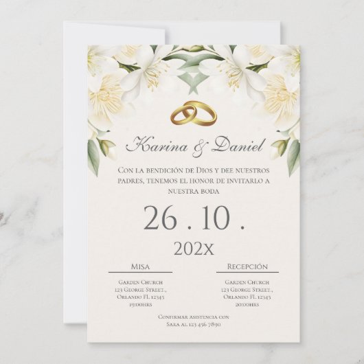 Boho Spanish Wedding Invitation 招待状 (正面)