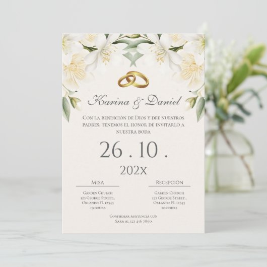Boho Spanish Wedding Invitation 招待状 (スタンド正面)