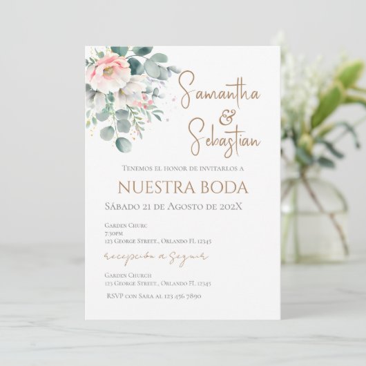 Boho Spanish Wedding Invitation 招待状 (スタンド正面)