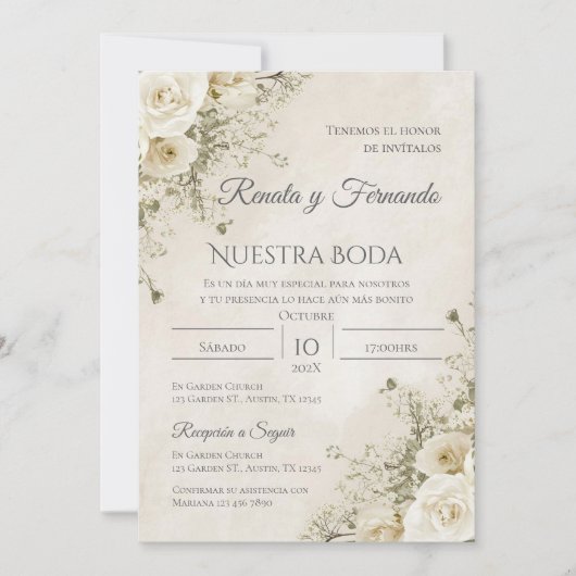 Boho Spanish Wedding Invitation 招待状 (正面)