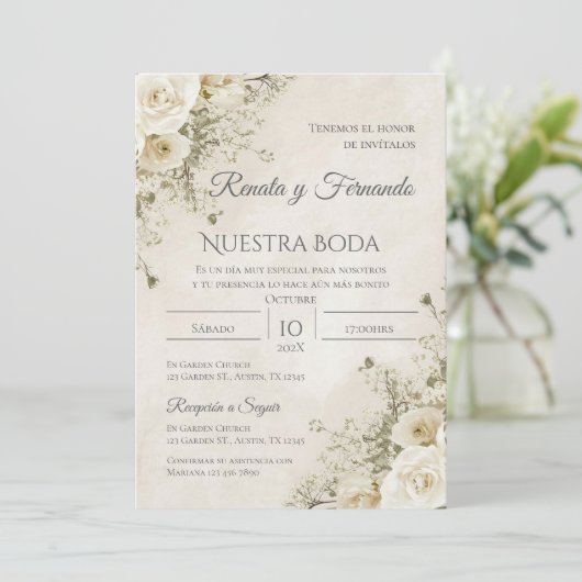Boho Spanish Wedding Invitation 招待状 (スタンド正面)