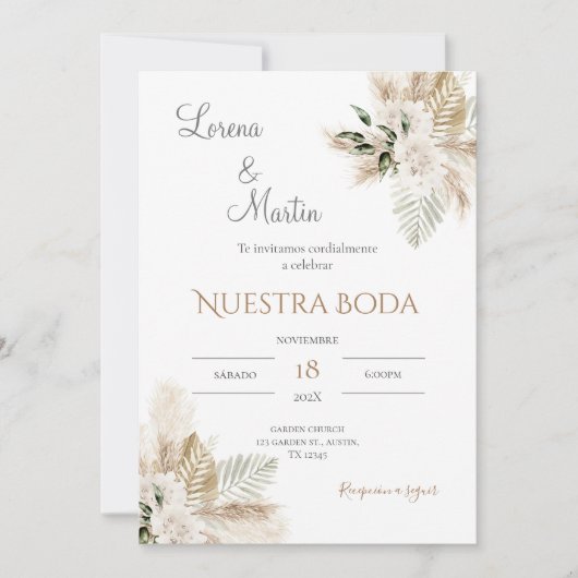 Boho Spanish Wedding Invitation 招待状 (正面)