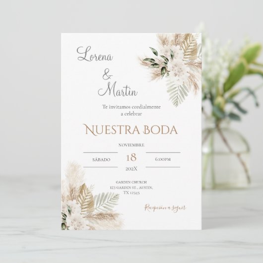 Boho Spanish Wedding Invitation 招待状 (スタンド正面)