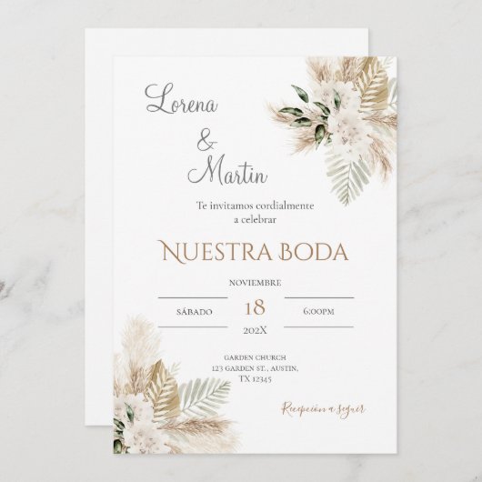 Boho Spanish Wedding Invitation 招待状 (正面/裏面)