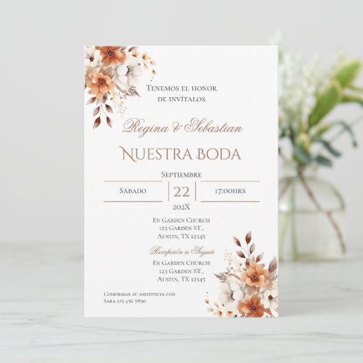 Boho Spanish Wedding Invitation 招待状 (スタンド正面)