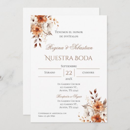 Boho Spanish Wedding Invitation 招待状 (正面/裏面)