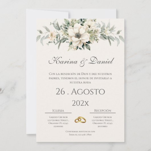 Boho Spanish Wedding Invitation 招待状 (正面)