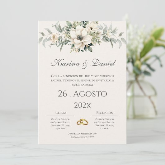 Boho Spanish Wedding Invitation 招待状 (スタンド正面)