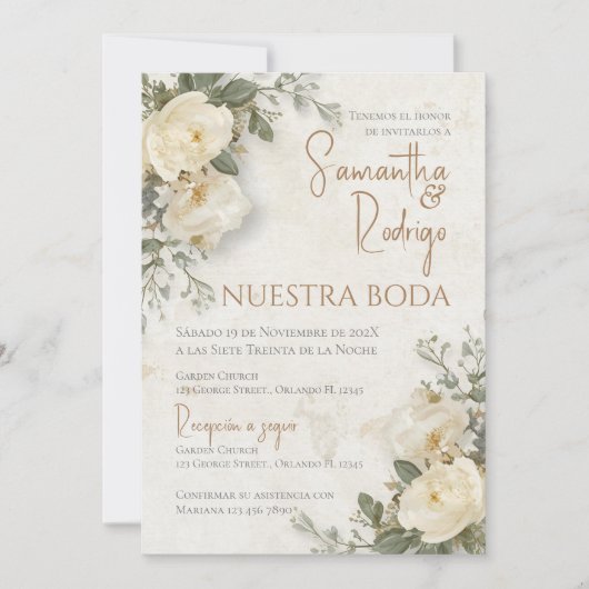 Boho Spanish Wedding Invitation 招待状 (正面)
