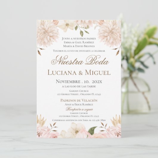 Boho Spanish Wedding Invitation 招待状 (スタンド正面)