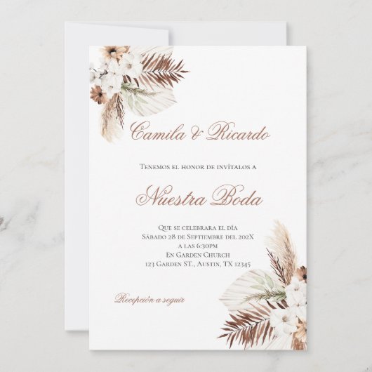Boho Spanish Wedding Invitation 招待状 (正面)