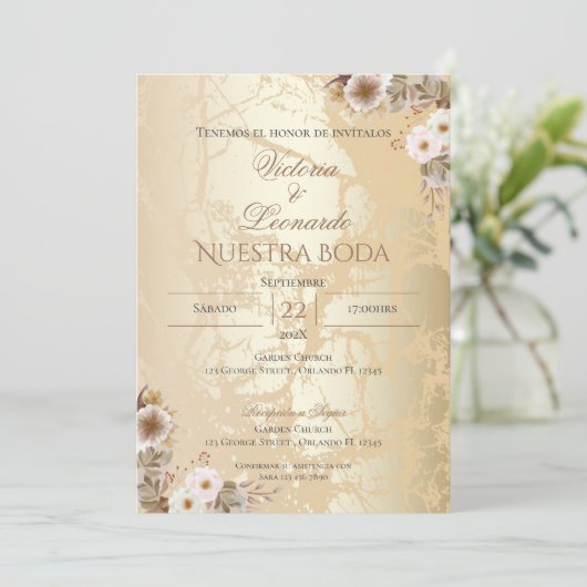 Boho Spanish Wedding Invitation 招待状 (スタンド正面)