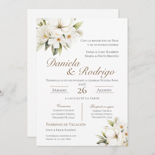 Boho Spanish Wedding Invitation 招待状 (正面/裏面)