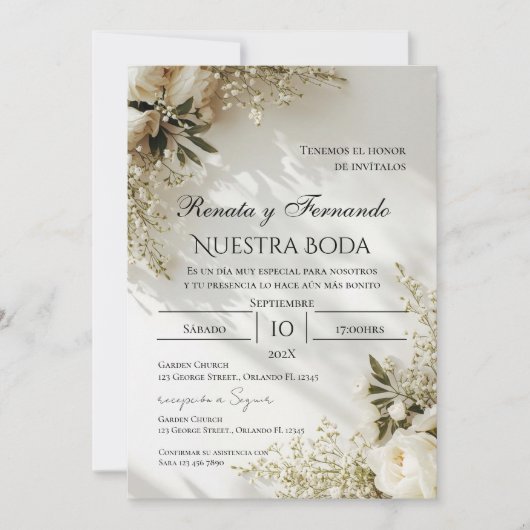 Boho Spanish Wedding Invitation 招待状 (正面)