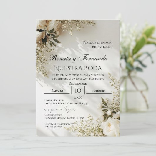 Boho Spanish Wedding Invitation 招待状 (スタンド正面)
