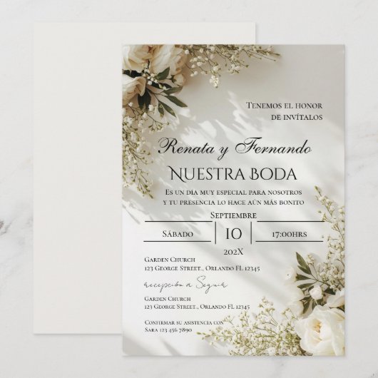 Boho Spanish Wedding Invitation 招待状 (正面/裏面)