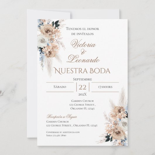 Boho Spanish Wedding Invitation 招待状 (正面)