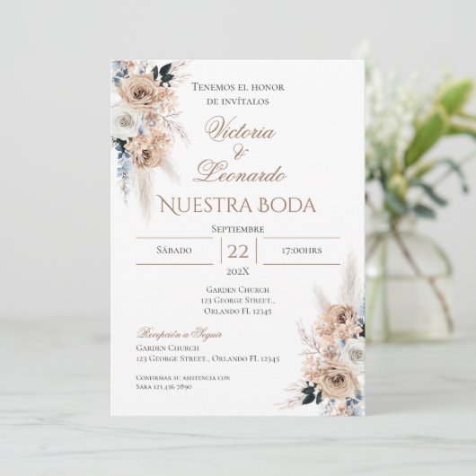 Boho Spanish Wedding Invitation 招待状 (スタンド正面)