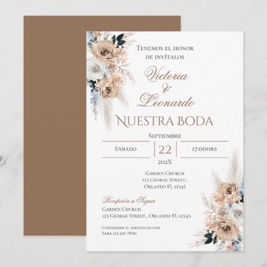 Boho Spanish Wedding Invitation 招待状 (正面/裏面)