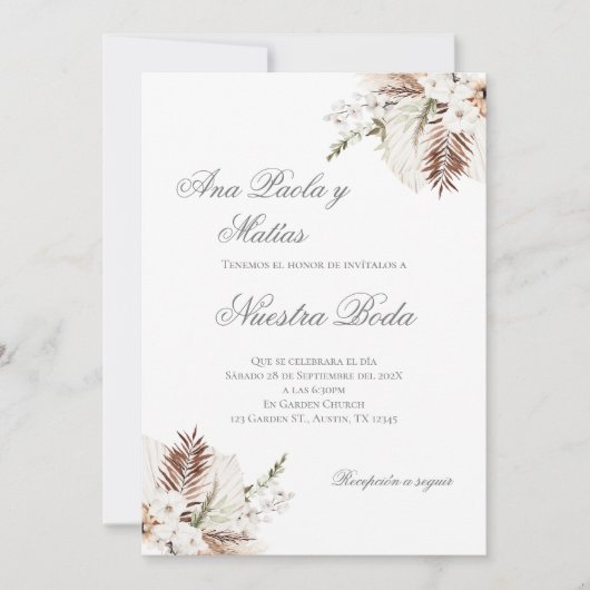 Boho Spanish Wedding Invitation 招待状 (正面)