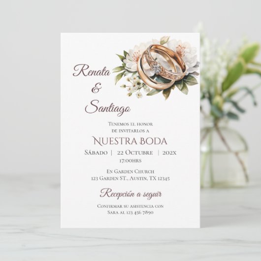 Boho Spanish Wedding Invitation 招待状 (スタンド正面)