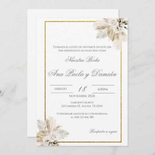 Boho Spanish Wedding Invitation 招待状 (正面/裏面)