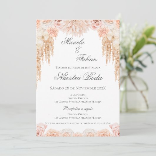 Boho Spanish Wedding Invitation 招待状 (スタンド正面)