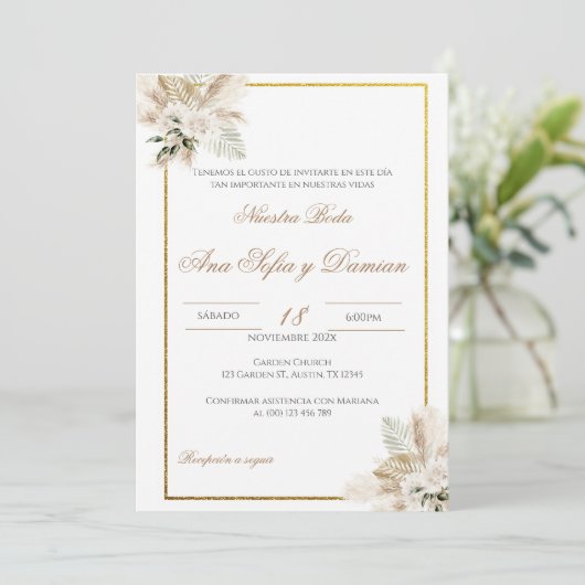 Boho Spanish Wedding Invitation 招待状 (スタンド正面)