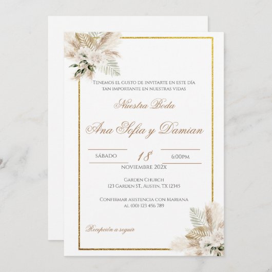 Boho Spanish Wedding Invitation 招待状 (正面/裏面)