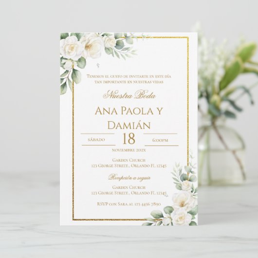 Boho Spanish Wedding Invitation 招待状 (スタンド正面)
