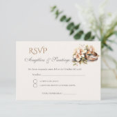 Boho Spanish Wedding RSVP Card エンクロージャーカード (スタンド正面)