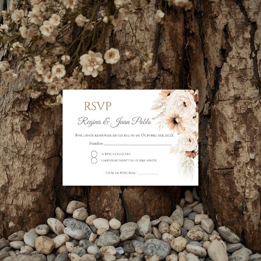 Boho Spanish Wedding RSVP Card エンクロージャーカード