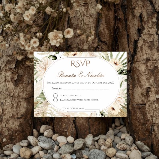 Boho Spanish Wedding RSVP Card エンクロージャーカード