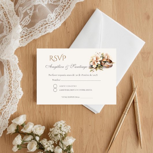 Boho Spanish Wedding RSVP Card エンクロージャーカード