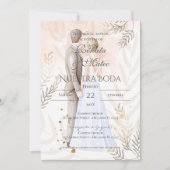 Boho Spanish with bride and groom wedding 招待状 (正面)