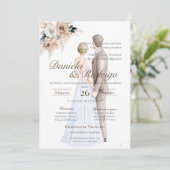 Boho Spanish with bride and groom wedding 招待状 (スタンド正面)