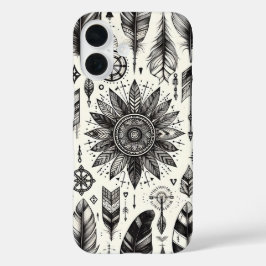 Boho Spirit – 手描き羽根&矢印Phone C iPhone 16ケース