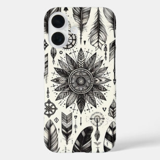 Boho Spirit – 手描き羽根&矢印Phone C iPhone 16ケース