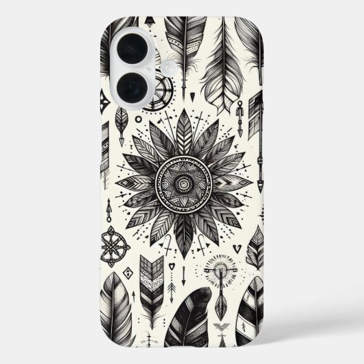Boho Spirit – 手描き羽根&矢印Phone C Case-Mate iPhoneケース (裏面)