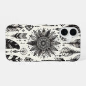 Boho Spirit – 手描き羽根&矢印Phone C iPhone 16ケース (裏面横)