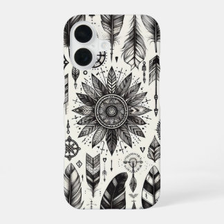 Boho Spirit – 手描き羽根&矢印Phone C iPhone 16ケース