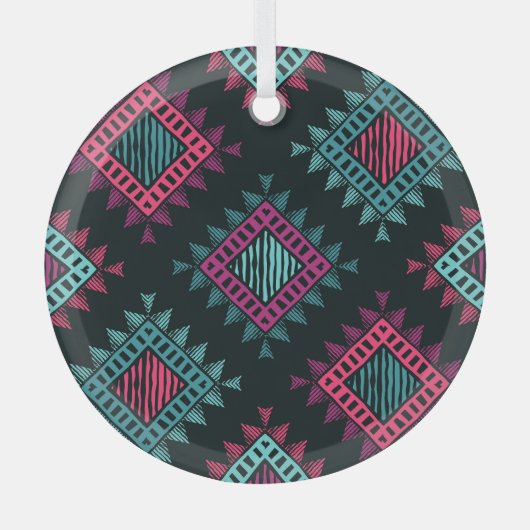 Boho Spirit：部族のシームレス ガラスオーナメント (正面)