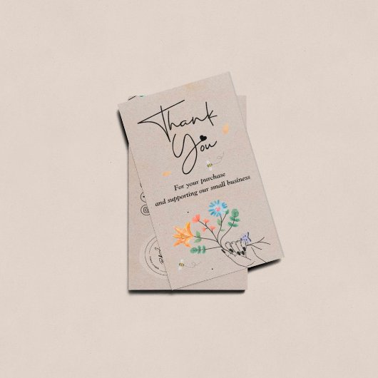 Boho Spring Flowers Thank You Business Card 名刺