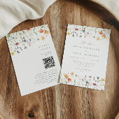 Boho Spring Wildflower QR Code Wedding 招待状
