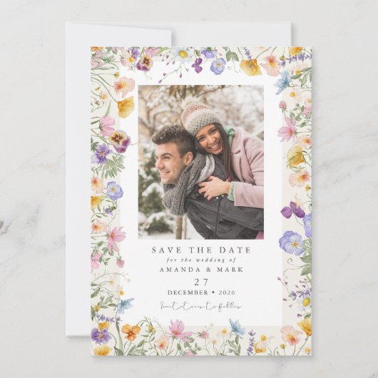 Boho Spring Wildflowers Botanical Garden  招待状 (正面)